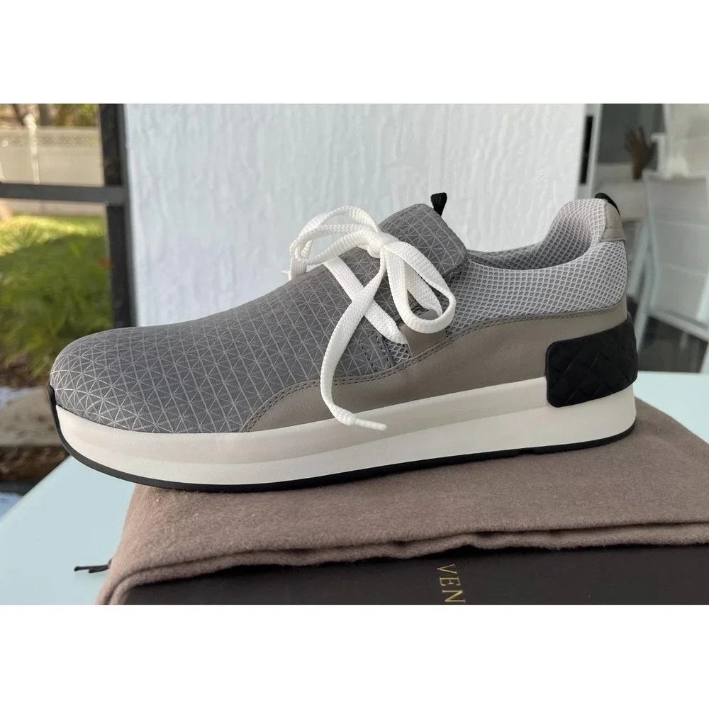 Bottega Veneta Gray Nylon & Leather Men's Sneaker Shoe, Eur 39.5 (Model 548353)‎
